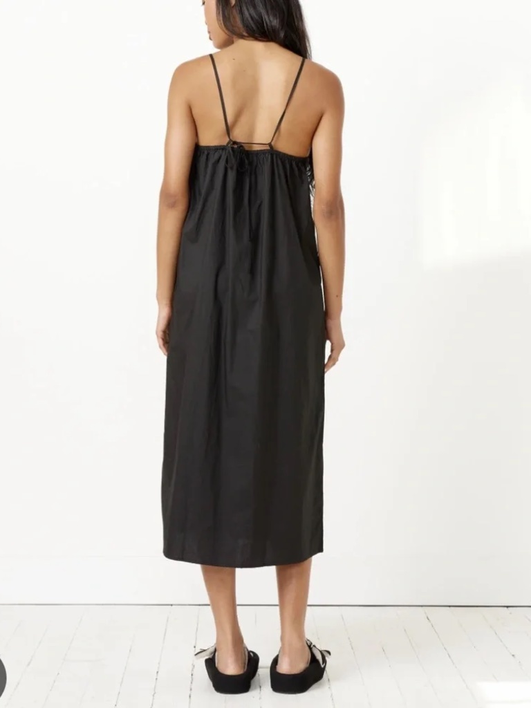 Deiji Studios The Simple Dress In Black Organic Poplin Square Neck Halter Strap — image 4 of 8